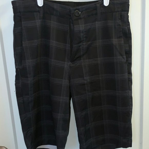 Volcom Board Shorts, Black Plaid, 30 - Picture 1 of 4